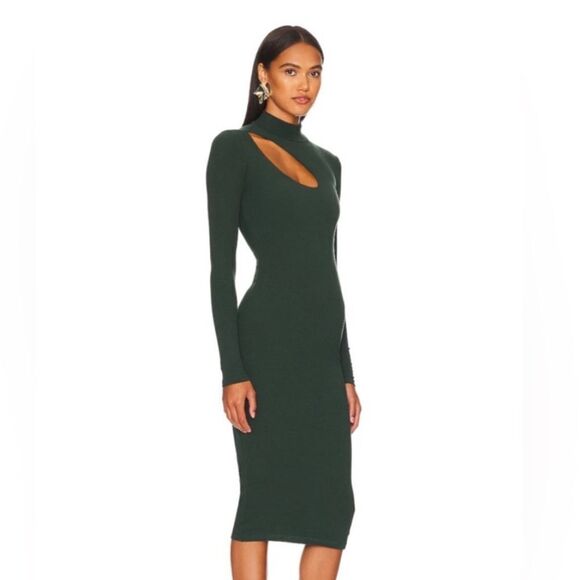Remi x Revolve Lori dress midi cut out stretch knit Forrest green NWT Sz XS - Picture 3 of 11